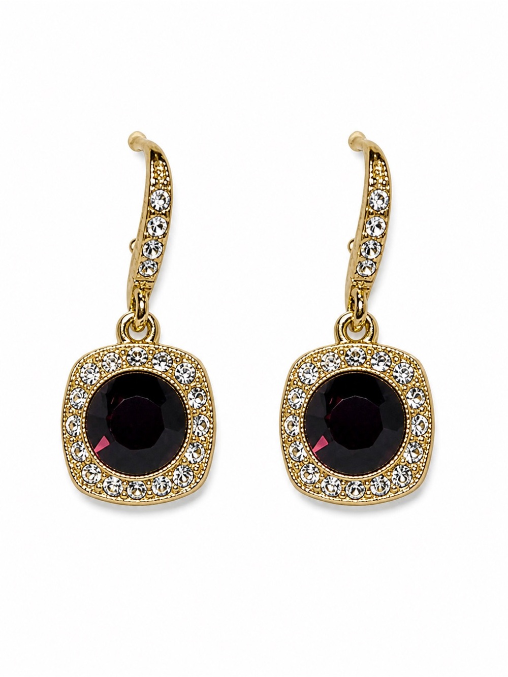 2028 Elegant Gold Tone Purple Gemstone Drop Earrings – NWT